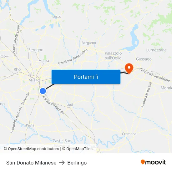 San Donato Milanese to Berlingo map