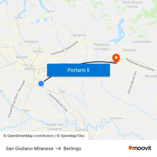 San Giuliano Milanese to Berlingo map