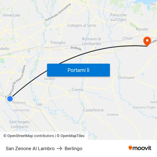San Zenone Al Lambro to Berlingo map