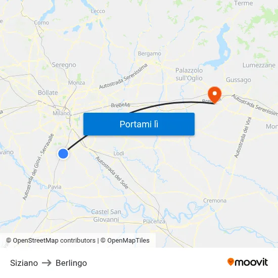 Siziano to Berlingo map