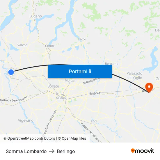 Somma Lombardo to Berlingo map