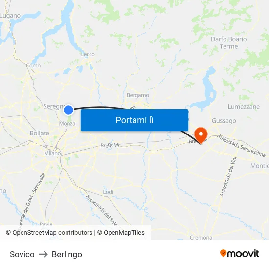 Sovico to Berlingo map