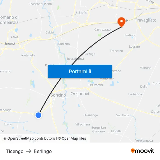 Ticengo to Berlingo map