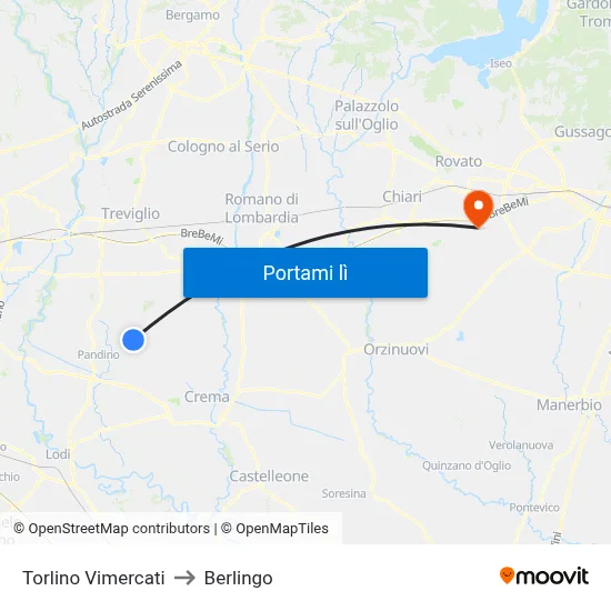 Torlino Vimercati to Berlingo map