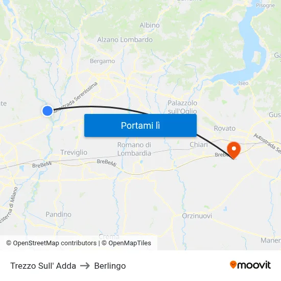 Trezzo Sull' Adda to Berlingo map