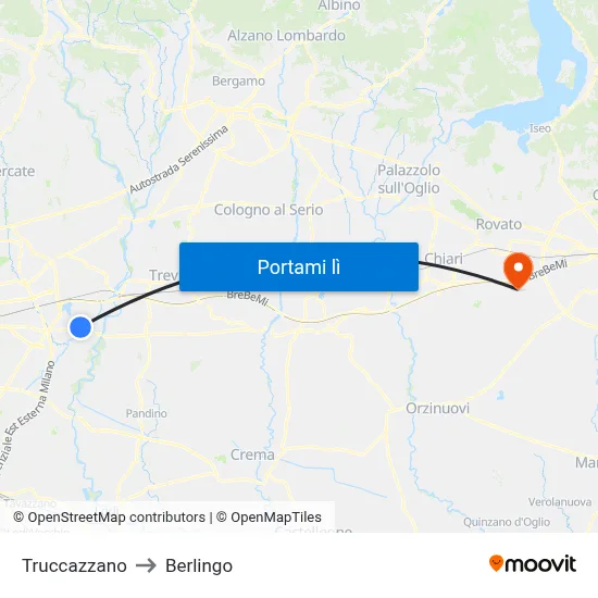 Truccazzano to Berlingo map