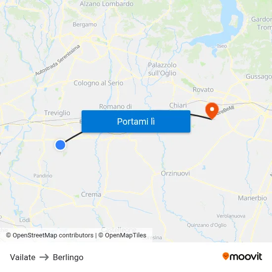 Vailate to Berlingo map