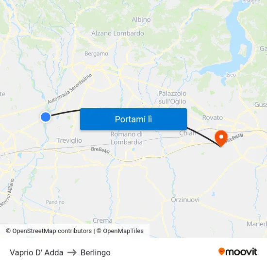 Vaprio D' Adda to Berlingo map