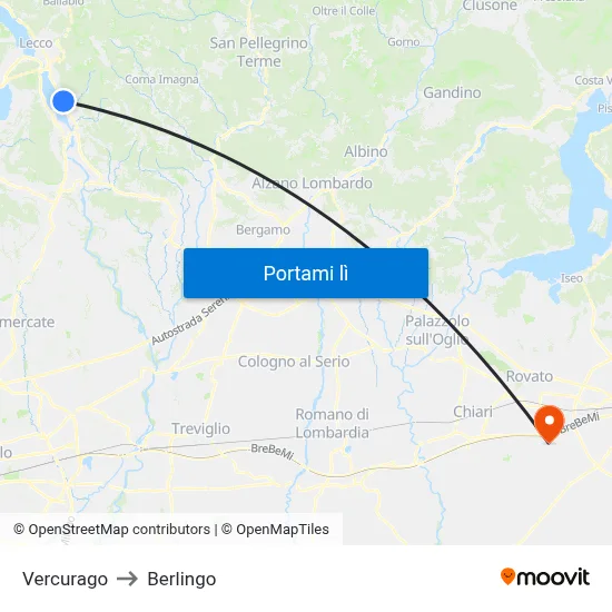 Vercurago to Berlingo map