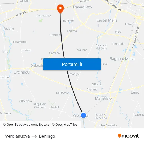 Verolanuova to Berlingo map