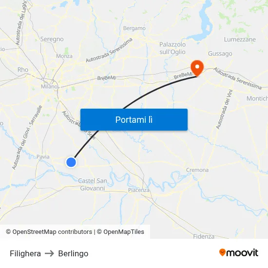 Filighera to Berlingo map