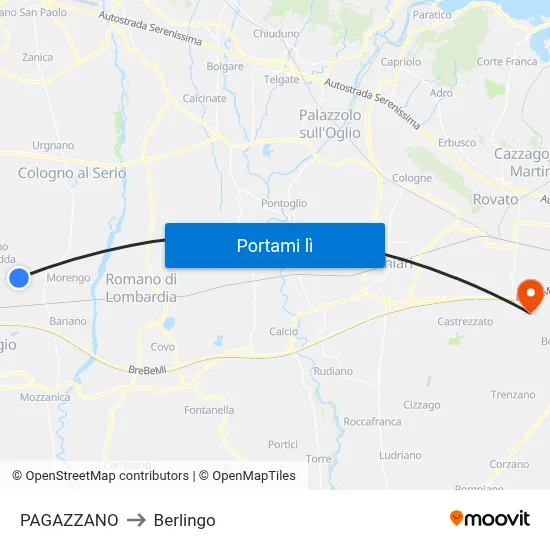 PAGAZZANO to Berlingo map