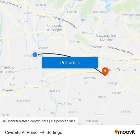 Cividate Al Piano to Berlingo map