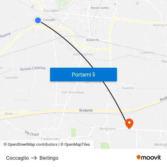 Coccaglio to Berlingo map