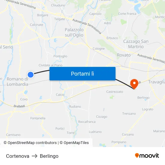 Cortenova to Berlingo map