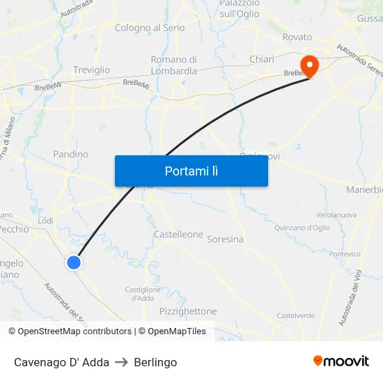 Cavenago D' Adda to Berlingo map