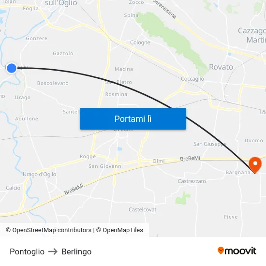 Pontoglio to Berlingo map