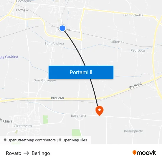 Rovato to Berlingo map