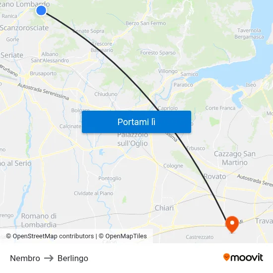 Nembro to Berlingo map