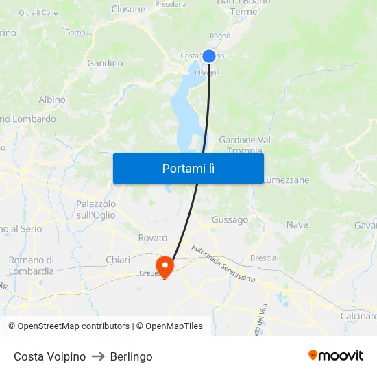 Costa Volpino to Berlingo map