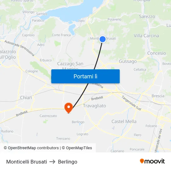 Monticelli Brusati to Berlingo map