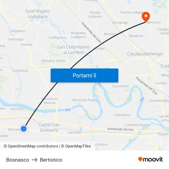 Bosnasco to Bertonico map