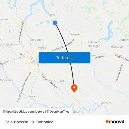 Calolziocorte to Bertonico map