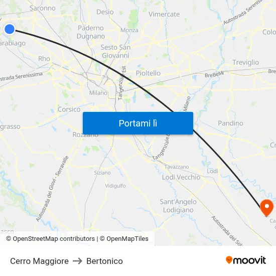 Cerro Maggiore to Bertonico map