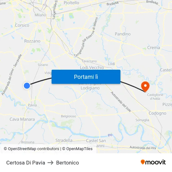 Certosa Di Pavia to Bertonico map