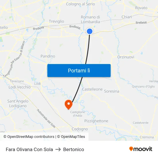 Fara Olivana Con Sola to Bertonico map