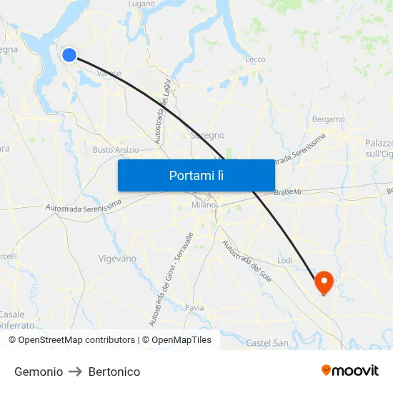 Gemonio to Bertonico map