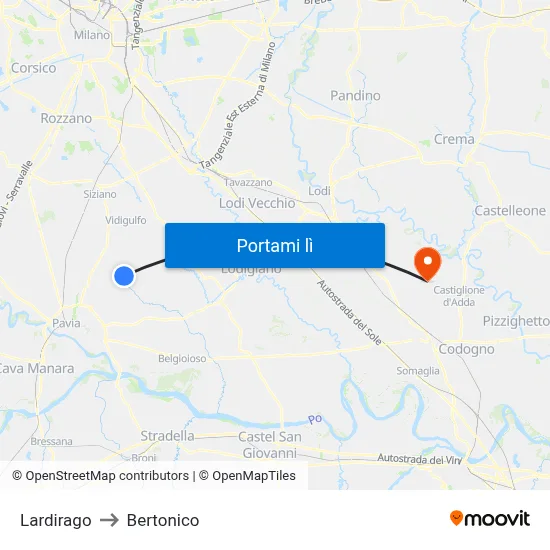 Lardirago to Bertonico map