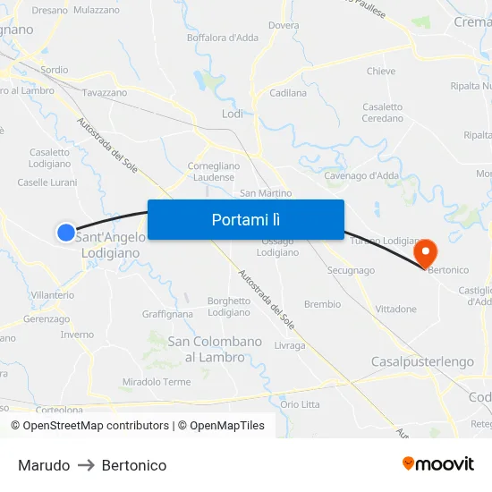 Marudo to Bertonico map