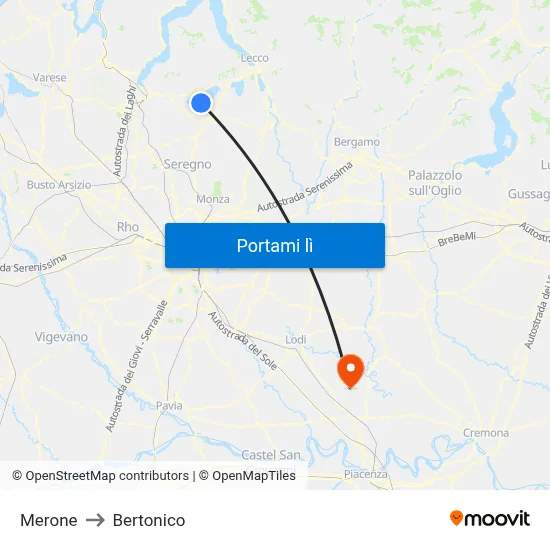 Merone to Bertonico map