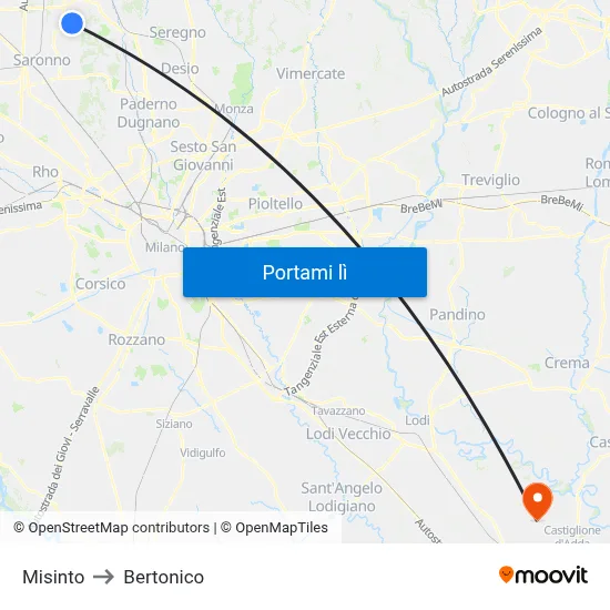 Misinto to Bertonico map