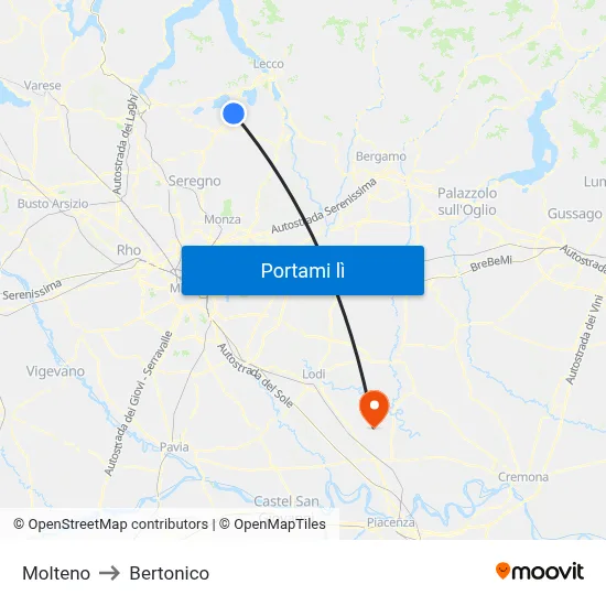 Molteno to Bertonico map