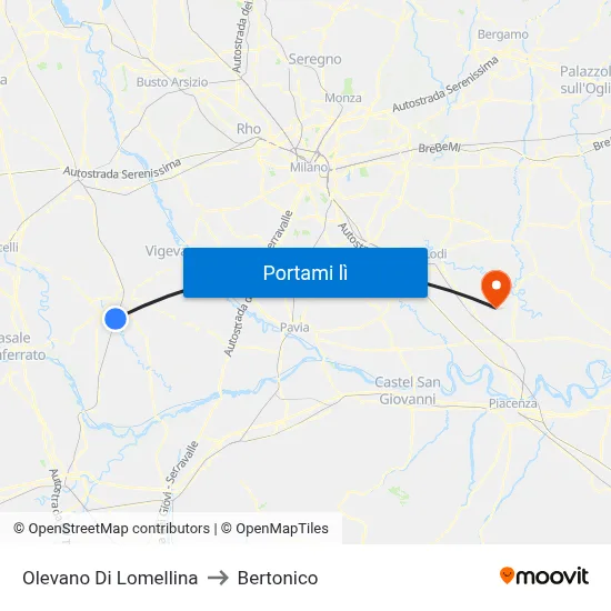 Olevano Di Lomellina to Bertonico map