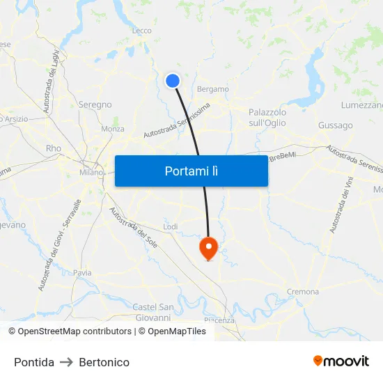 Pontida to Bertonico map