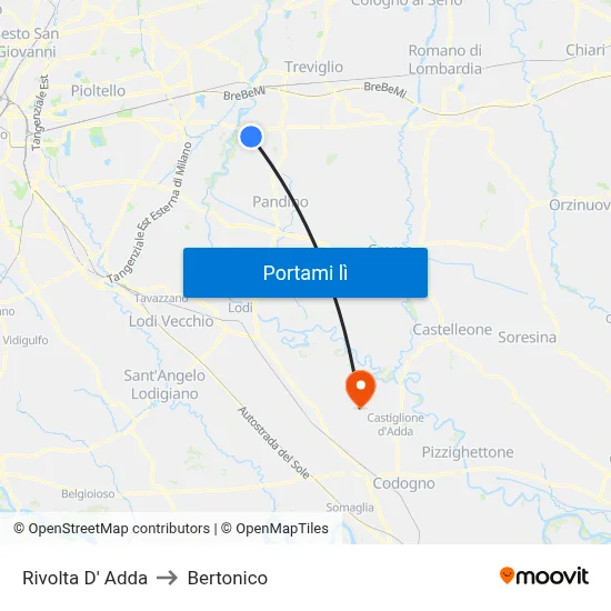 Rivolta D' Adda to Bertonico map