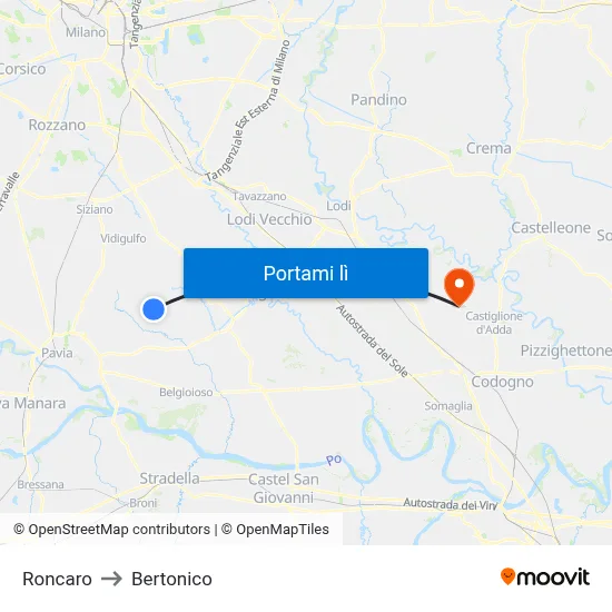 Roncaro to Bertonico map