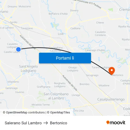 Salerano Sul Lambro to Bertonico map