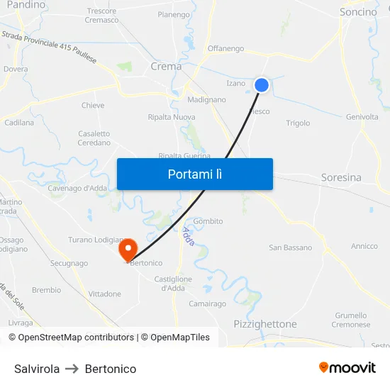 Salvirola to Bertonico map