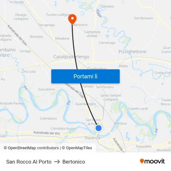 San Rocco Al Porto to Bertonico map