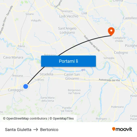 Santa Giuletta to Bertonico map
