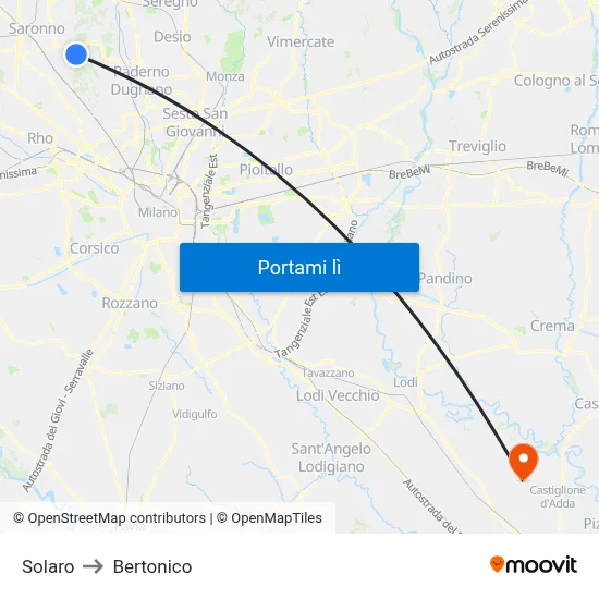 Solaro to Bertonico map