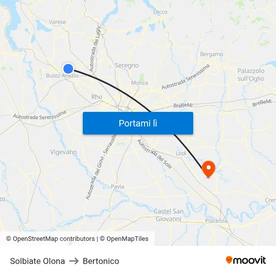 Solbiate Olona to Bertonico map