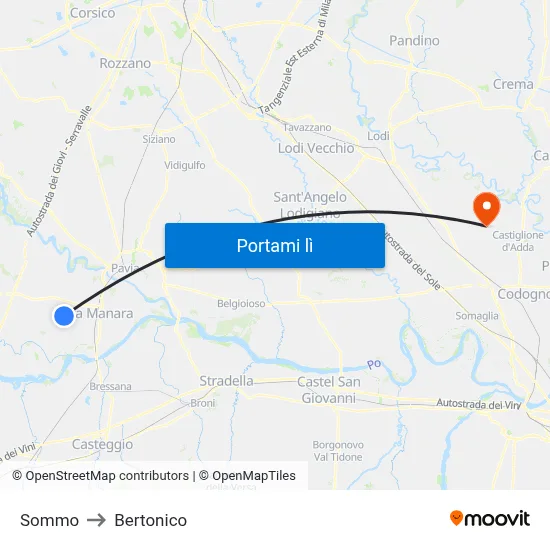 Sommo to Bertonico map