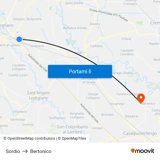 Sordio to Bertonico map