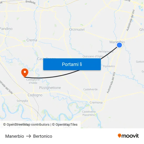 Manerbio to Bertonico map
