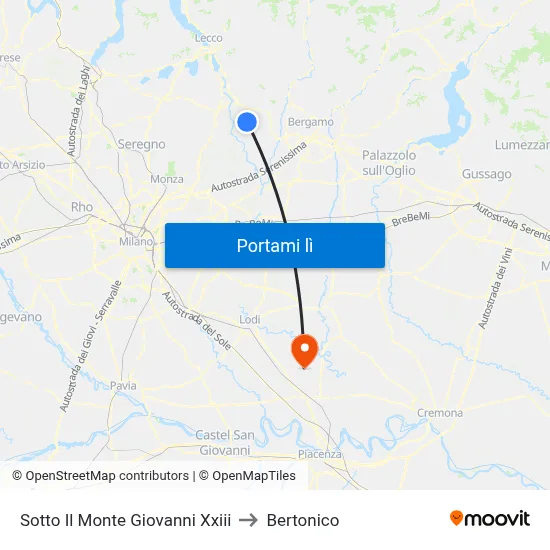 Sotto Il Monte Giovanni Xxiii to Bertonico map